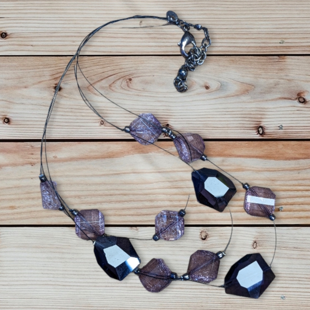 #40 Chico's 3-strand purple bead necklace